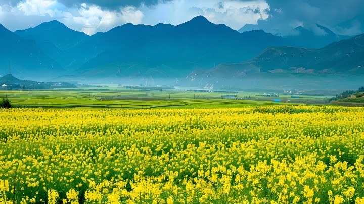 油菜花田春意盎然版权图片下载