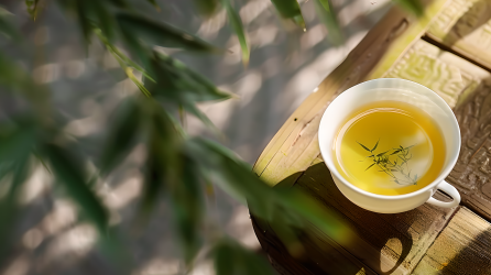 清茶绿色竹叶图片