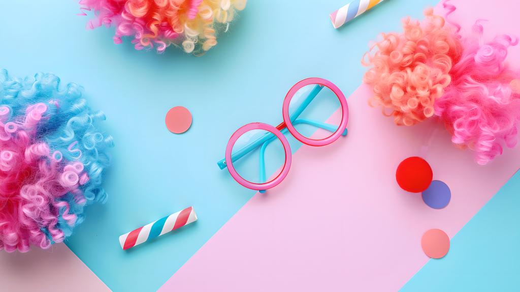 小丑道具童趣风眼镜版权图片下载