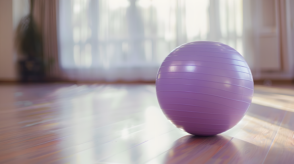 瑜伽球做瑜伽器材版权图片下载