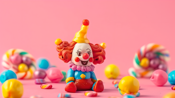 小丑玩偶粉色背景图片