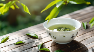 清茶落叶创意图片