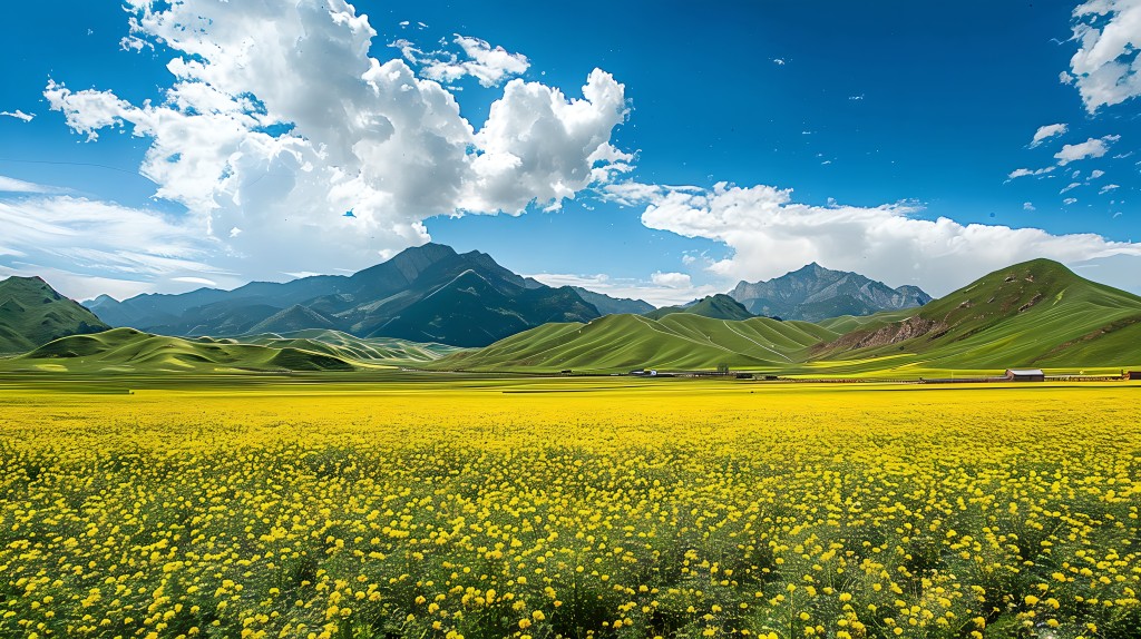 油菜花田春日农田图片
