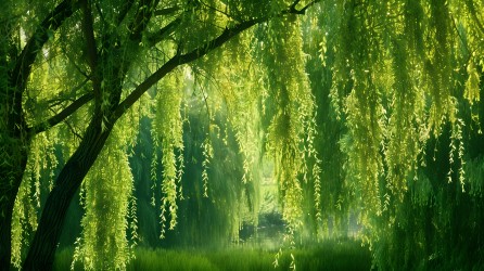 春天柳树美景图片