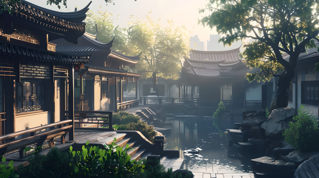 国风建筑全景版权图片下载