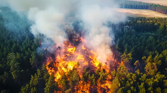 森林火灾航拍图片