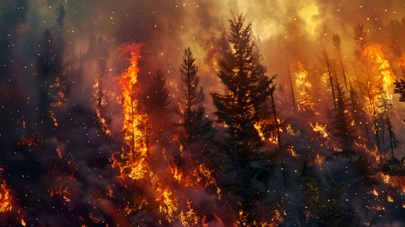 森林火灾远景图片