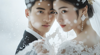情侣婚纱照帅气夫妇图片