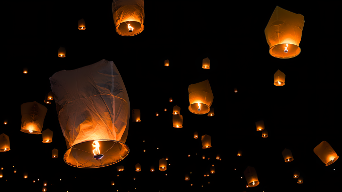 孔明灯浪漫图片