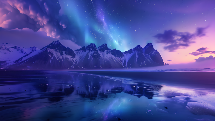 北极光迷人景色版权图片下载
