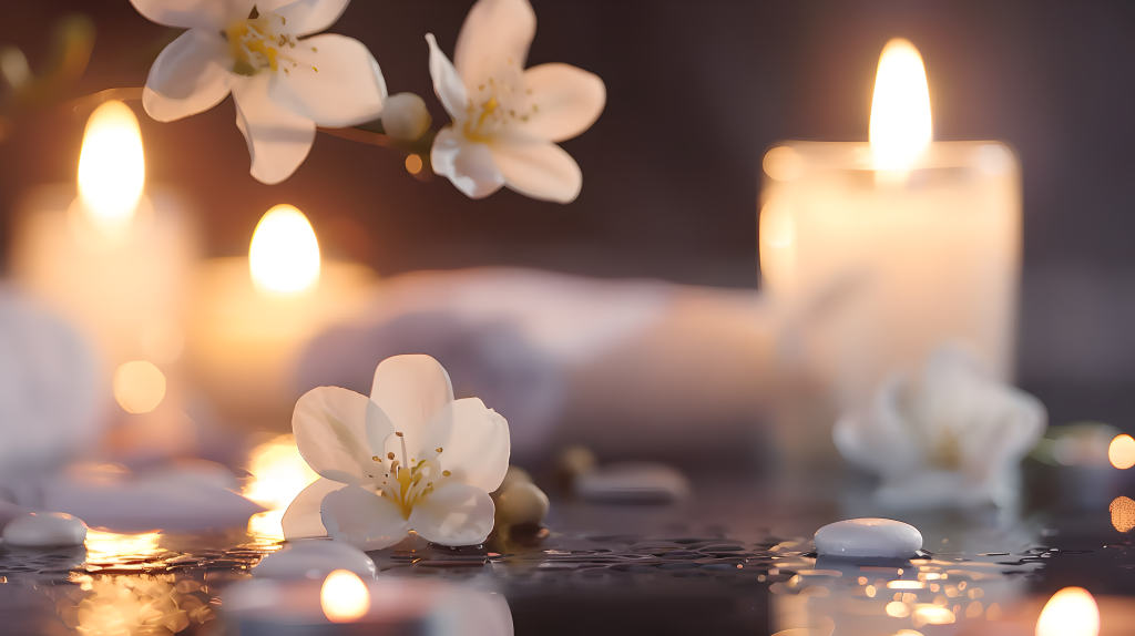 宁静蜡烛鲜花版权图片下载