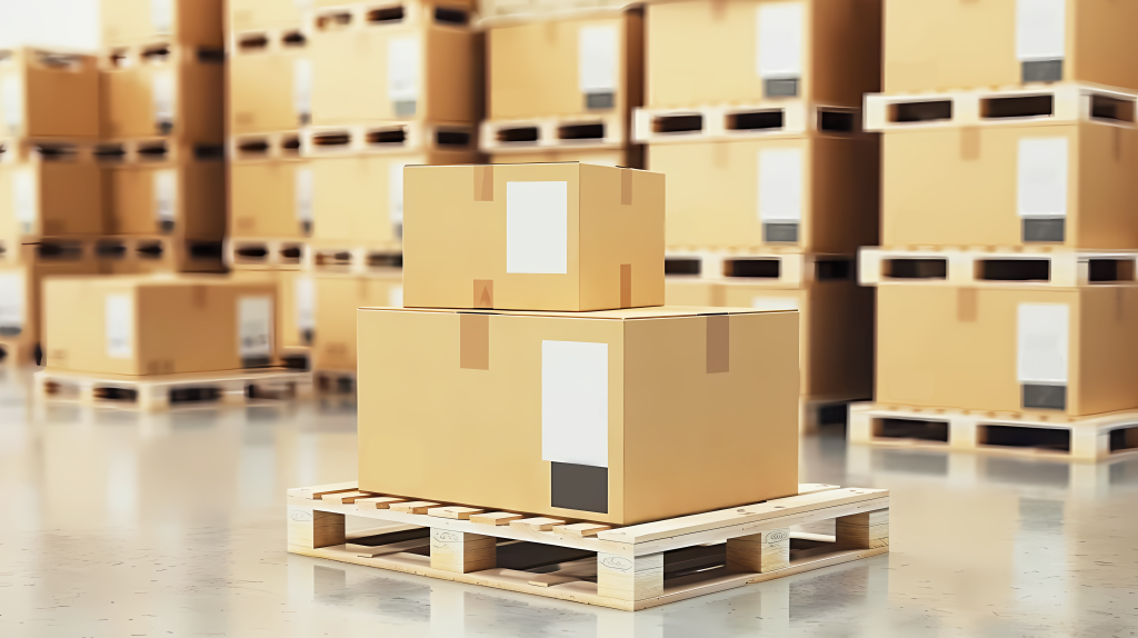 电商仓库纸箱堆积图片