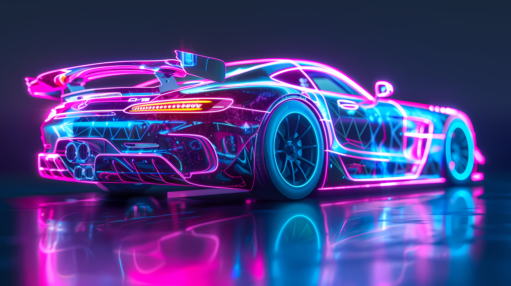 科技感轿车紫色光线版权图片下载