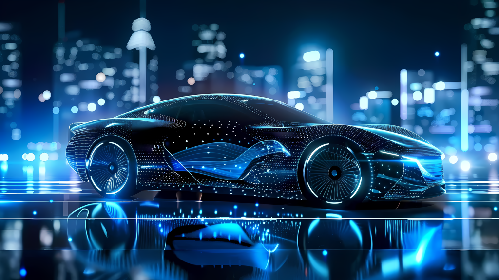 科技感轿车霓虹城市夜景版权图片下载