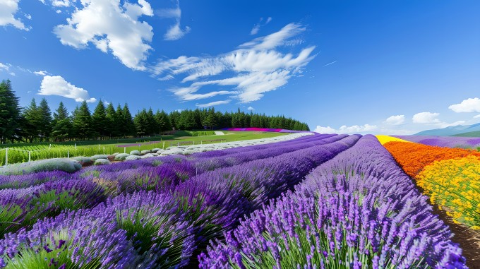 薰衣草花田近景图片