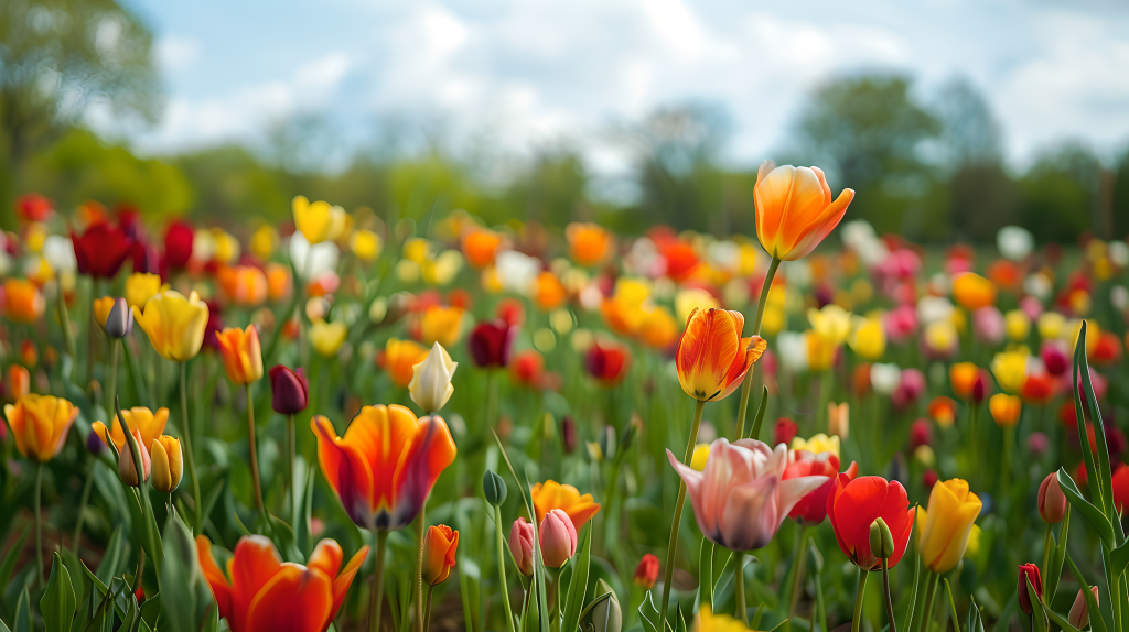 郁金香花田浪漫风光图片