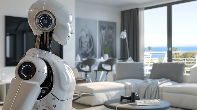 智能服务白色机器人图片