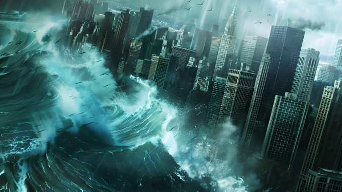 末日城市大浪毁灭图片