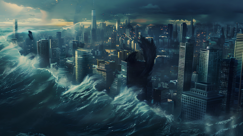 末日城市巨浪倾覆图片