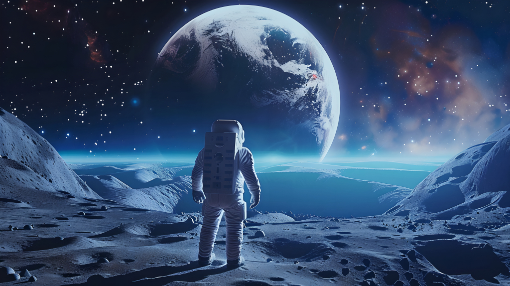 宇航员凝视地球版权图片下载