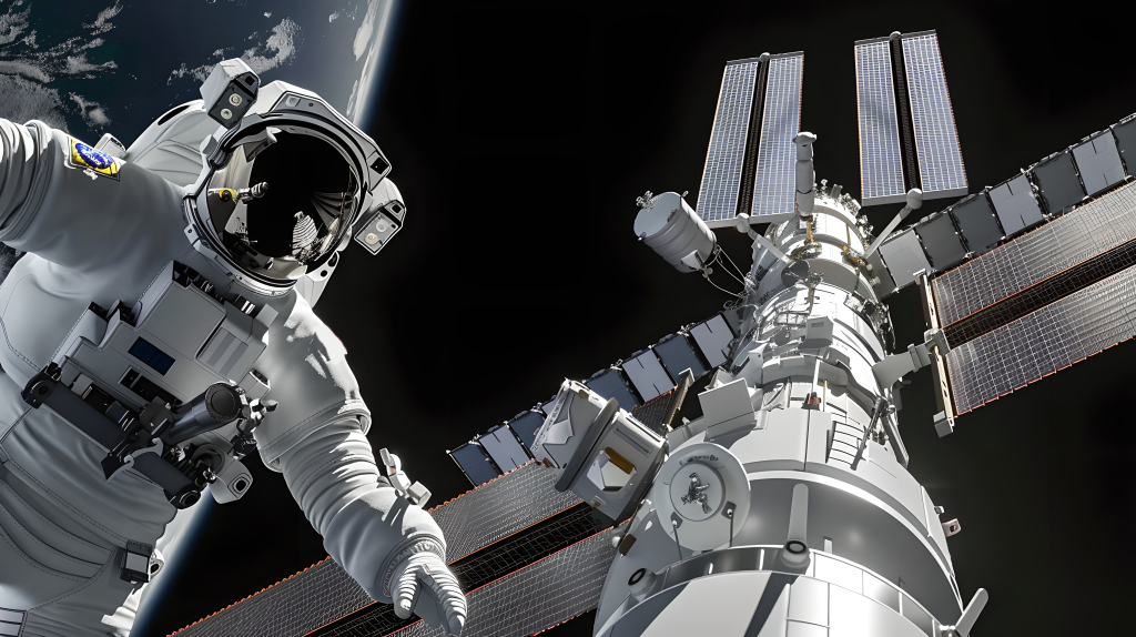 宇航员和空间站版权图片下载