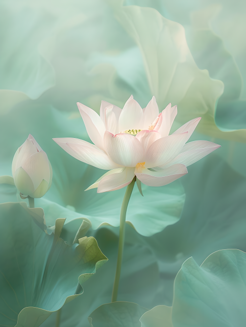 莲花粉白色图片