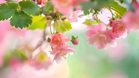 海棠花朦胧光影图片