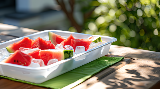 冰镇西瓜清新绿意图片