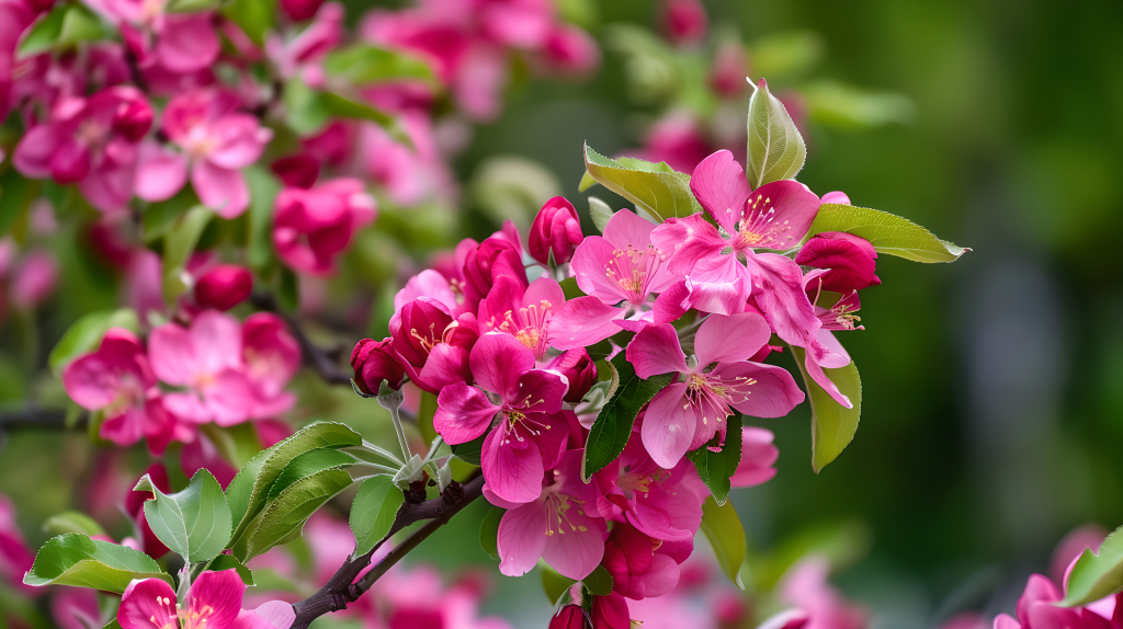 鲜艳粉色海棠花图片