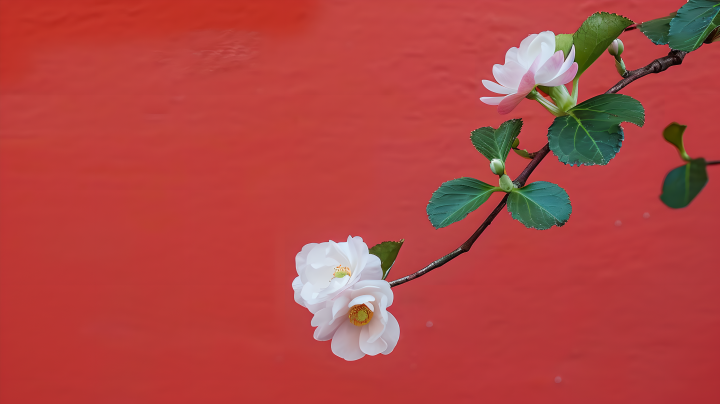 海棠花红色背景版权图片下载