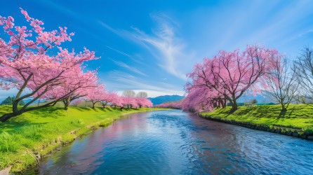 樱花树蓝天白云图片