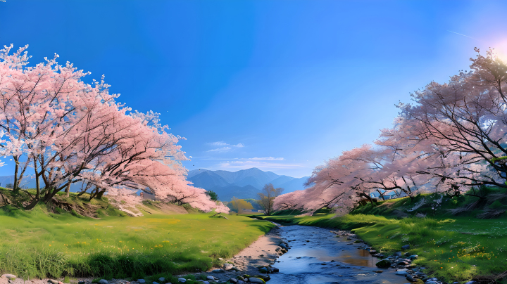 樱花树上樱花盛开版权图片下载