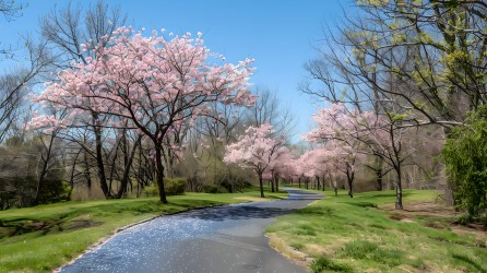 樱花树樱花飘落图片
