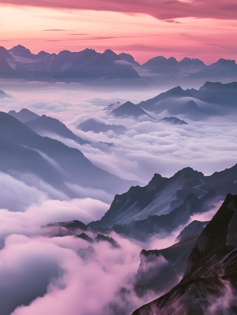 山峰绝美日出图片