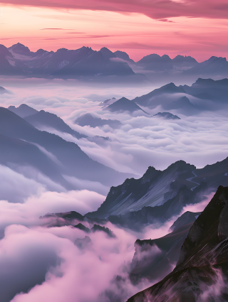 山峰绝美日出图片