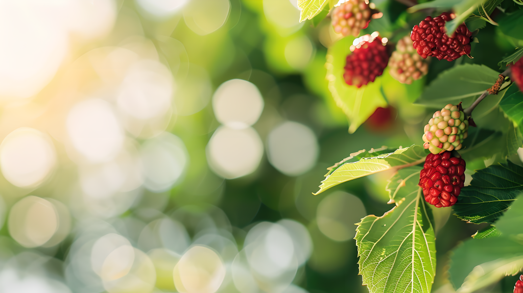 桑叶桑葚光影图片