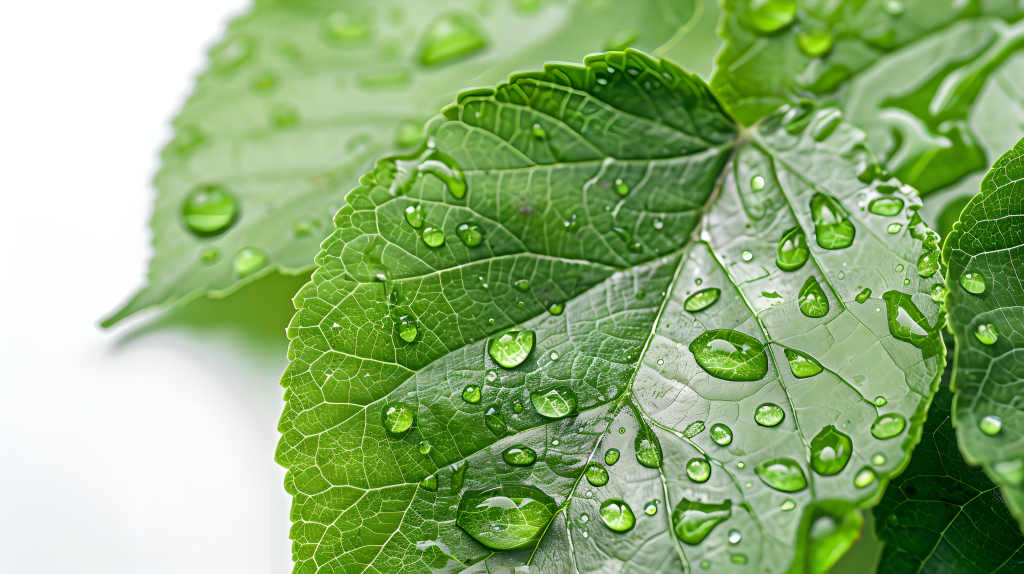 桑叶清晨水滴图片