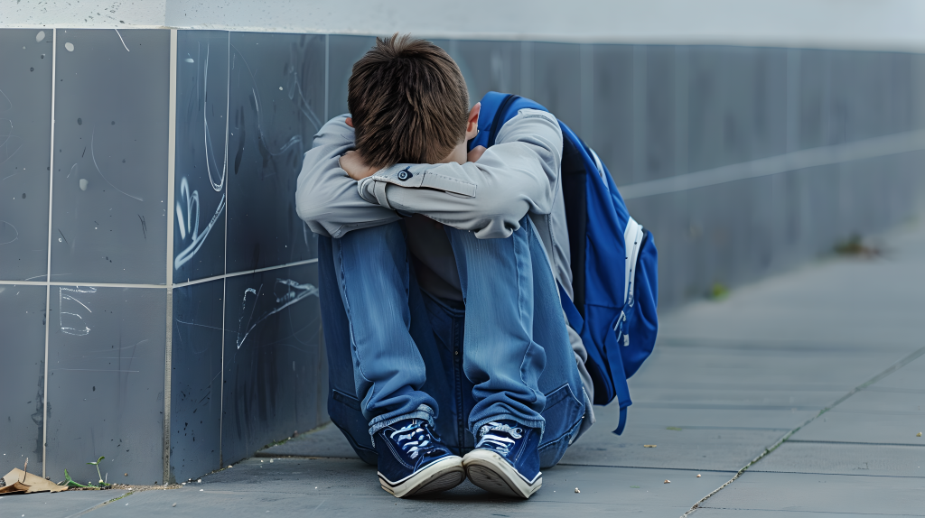 校园霸凌哭泣的青少年版权图片下载