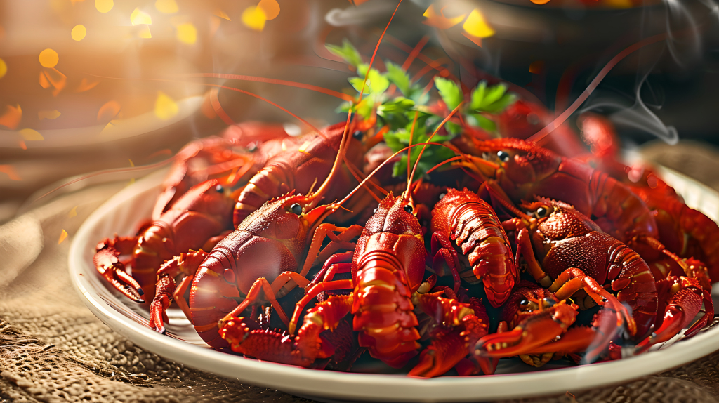 小龙虾餐桌美食版权图片下载
