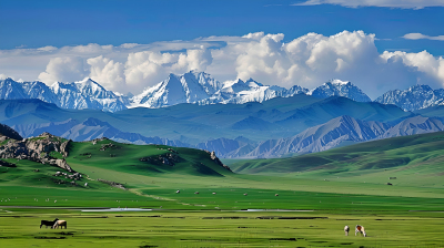 新疆绿洲绿草图片