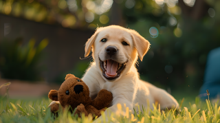 拉布拉多犬和玩具图片