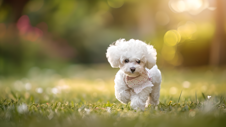 草地上的比熊犬版权图片下载