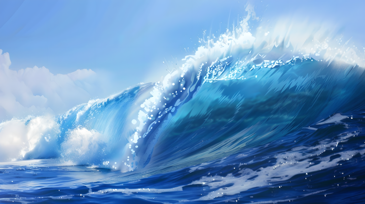 海洋汹涌蓝色巨浪版权图片下载