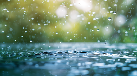 暴雨雨滴落到水面图片