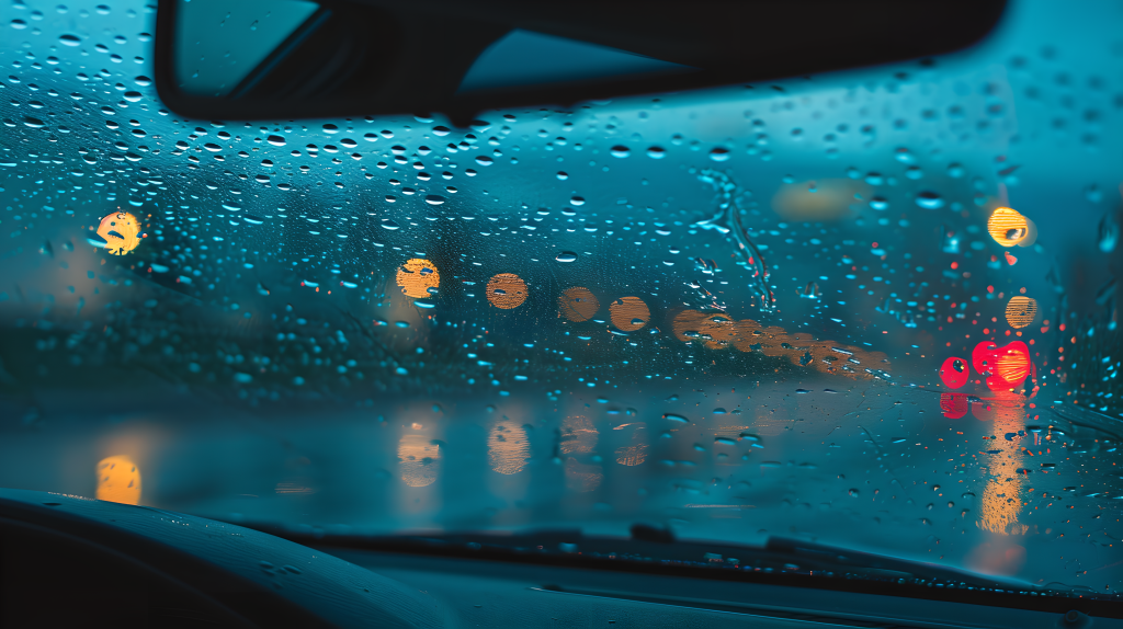 暴雨车窗景色版权图片下载