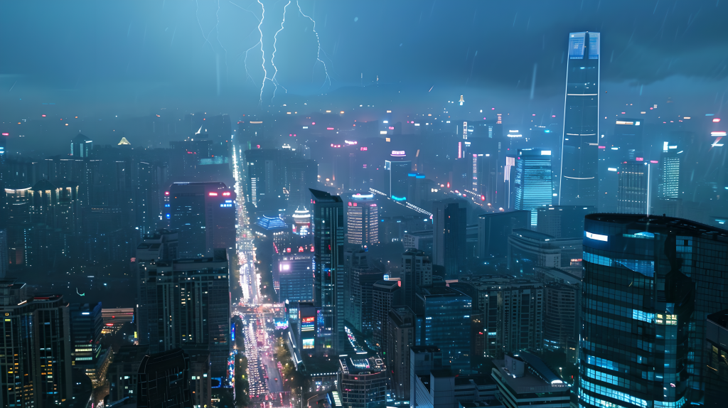 暴雨夜晚的天空图片