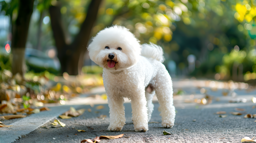 比熊犬公园玩耍图片