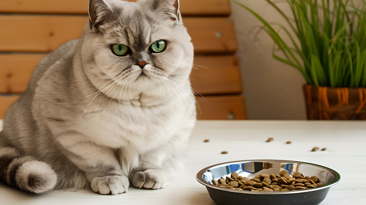 胖猫和猫粮版权图片下载