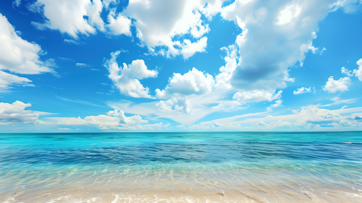 蓝天白云下的海洋版权图片下载