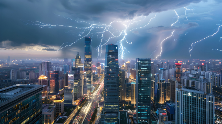北京夜景暴雨版权图片下载
